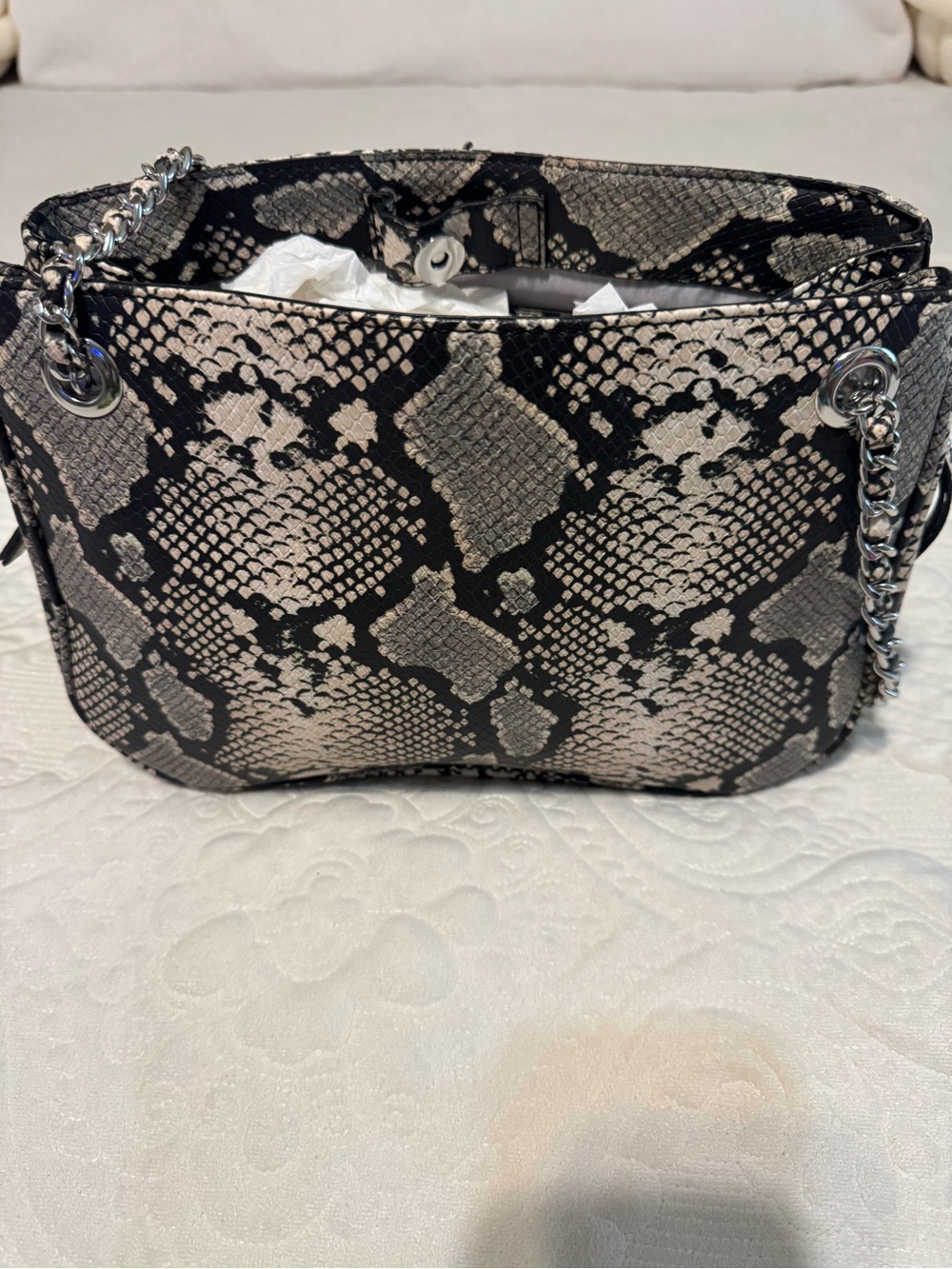 Snake-Print Shoulder Bag - Black & Cream by International Concepts